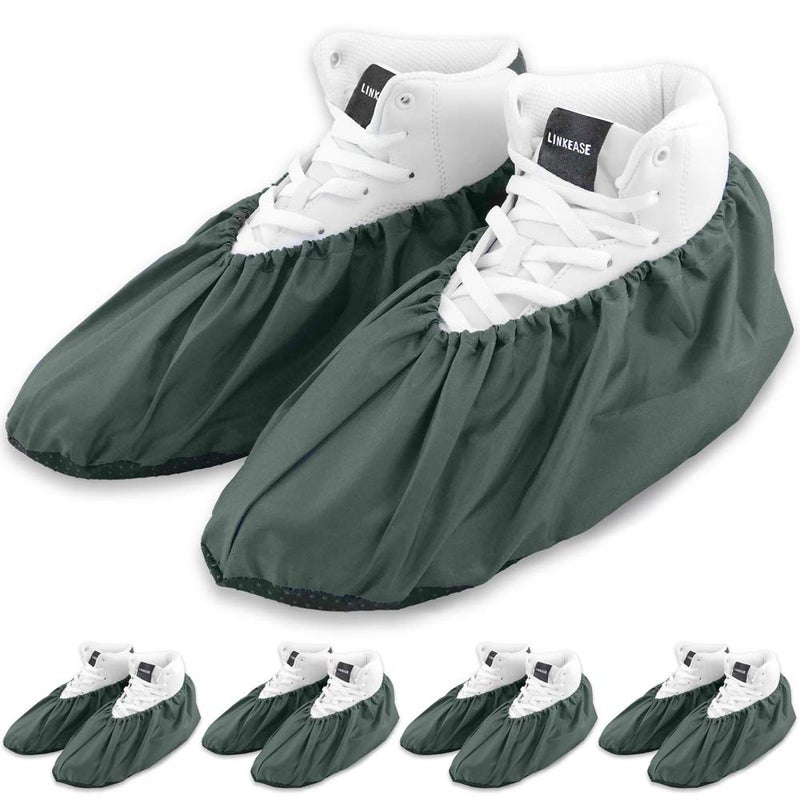 LINKEASE Reusable Boot & Shoe Covers Water Resistant Non Skid and Washable for Real Estate Contractors to Keep Floors Carpets Footwear and Rooms Clean - 5 Pairs (Large, Grey) - Image 1